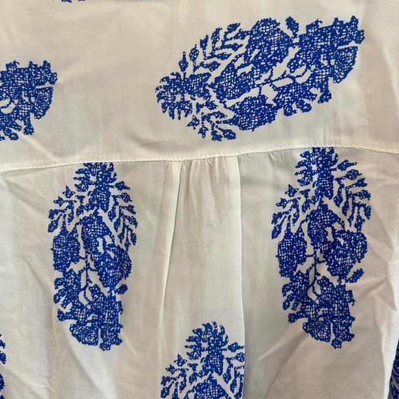 Blue and White Boho Wrap Women's Top - Picture 4 of 6